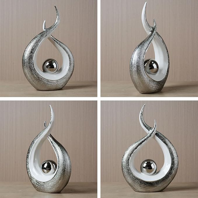 HAUCOZE Abstract Statue Figurine Modern Art Sculpture Home Decor Ceramic Ornament Gift for Bookshelf Desktop Tabletop 10.6 Inch