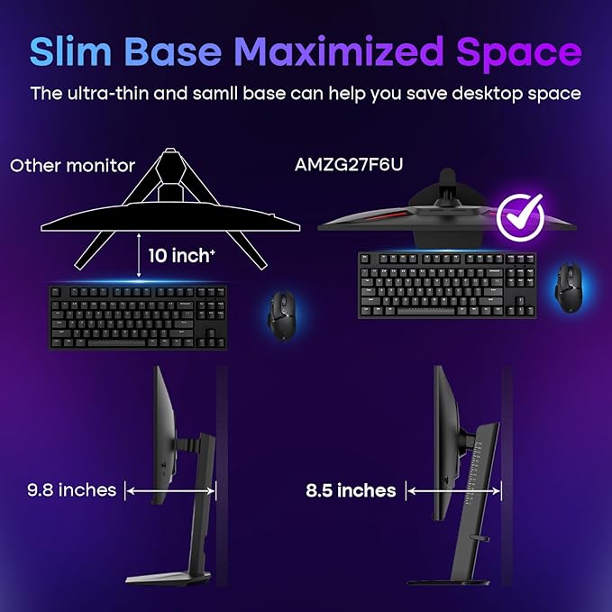 Amzfast 27’‘ 4K Gaming Monitor HDR 400, UHD 160Hz 144Hz | FHD 320Hz 300Hz Dual Mode PC Monitor, Built-in Speakers 1ms Fast IPS, 126% sRGB PIP/PBP, HDMI 2.1 x 2 & DP 1.4 x 2, Height Adjustment, VESA