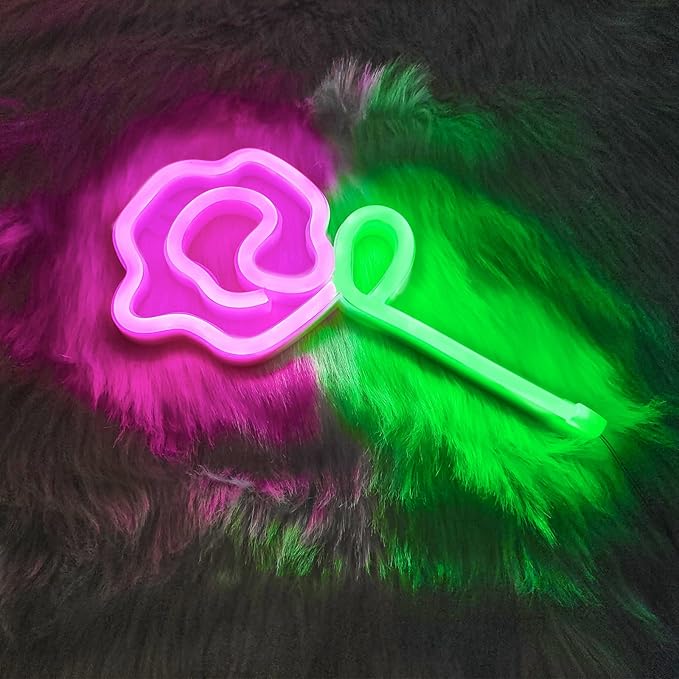 ENUOLI Pink Rose LED Neon Sign, USB/Battery Powered, 11x5.5 inch, Home Decor, Party Lamp, Valentine's Day Present