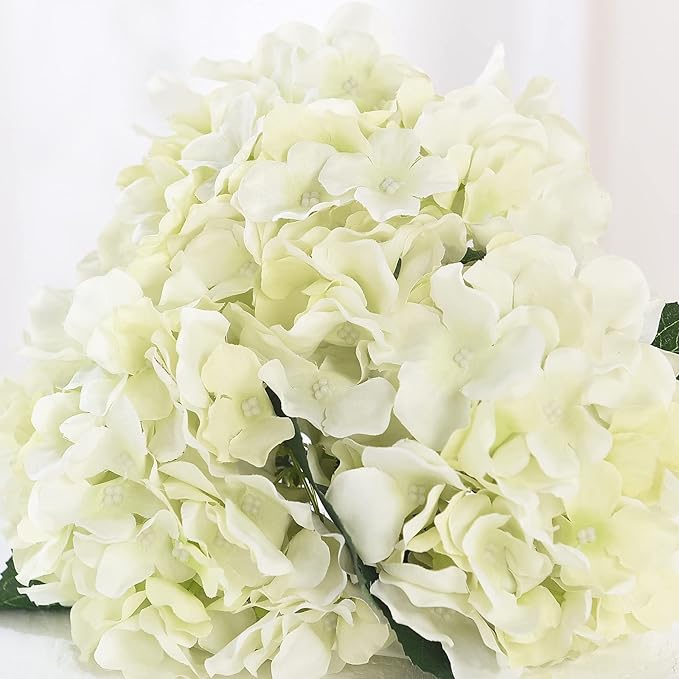 10PCS Artificial Hydrangea Flowers, Fake Hydrangea Silk Flowers Heads with Stems for Wedding Home Party Shop Baby Shower Decoration-Light Green