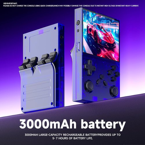 R40 Retro Handheld Game Console - Open Source System with 3.5" IPS Screen & 18,000+ Games | 128GB TF Card, Blue