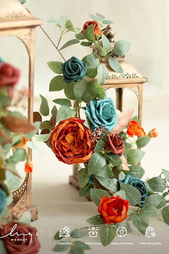 Ling's moment Artificial Flowers, 25Pcs 3" Roses in Teal Shades, Realistic DIY Foam Floral Decor for Wedding Bouquets/Centerpieces, Outdoor Party Backdrops, Room/Table, and Garden/Pot Decorations