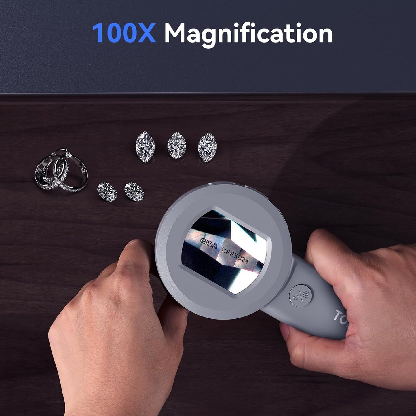 TOMLOV P10 Portable Microscope - 100X Illuminated Handheld Magnifier with Light | Ideal for Collectors