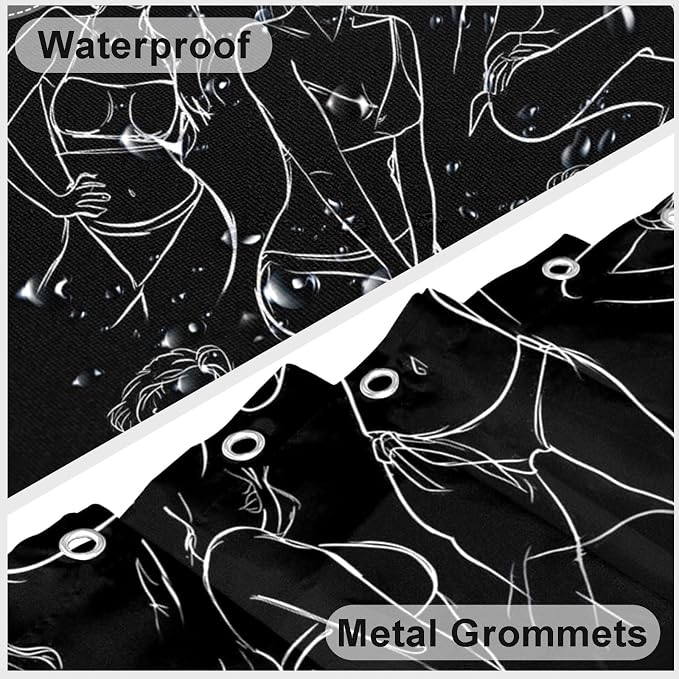 Black and White Shower Curtain Abstract Women Minimalist Art Shower Curtains for Bathroom Waterproof Fabric Bath Curtain Decor with Hooks