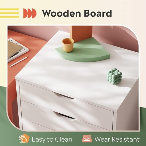 DEVAISE 5-Drawer Filing Cabinet - Under Desk Wood Storage with Wheels | Modern White Design