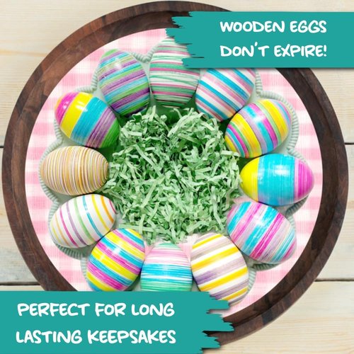 Eggmazing Egg Decorator - Authentic Wooden Eggs for Easter Crafts | Matte White, 12 Pack, Ages 3+
