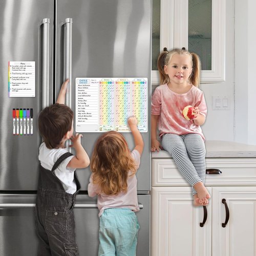 JJPRO Magnetic Chore Chart for Kids - 14.5"x11" Family Behavior Chart for Refrigerator