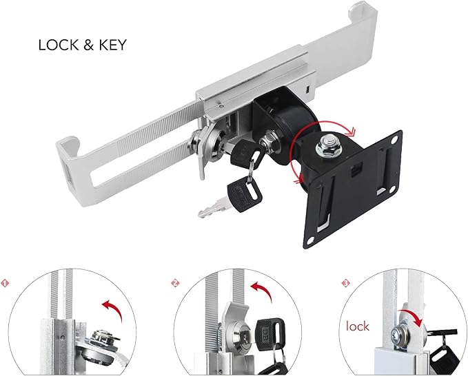 WeSTRUGGLE Tablet Wall Mount Holder with Anti Theft Lock,Rotate Design,Multi Angle,Bracket for Most 8 to 10.4 Inch,and for iPad 7.9" 8.3" 9.7" 10.2" 10.5" 10.9"& 11",Galaxy tab,& More,(Silver)