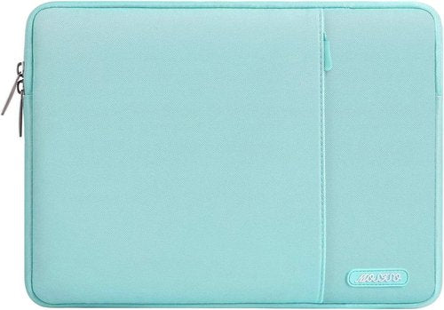 MOSISO Laptop Case - 13 Inch Sleeve for MacBook Air & Pro | Mint Blue Polyester with Pocket