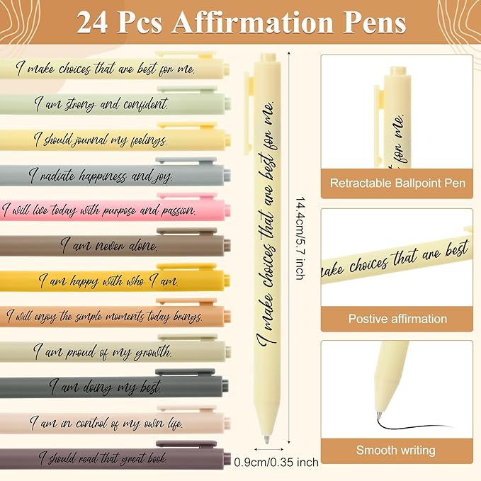 Kosiz 48 Pcs/24 Set Positive Affirmation Gifts Gratitude Spiral Notebooks with Pens Motivational Encouragement Notepads Daily Affirmations Journal for Women Valentine Galentine Gifts (Abstract)