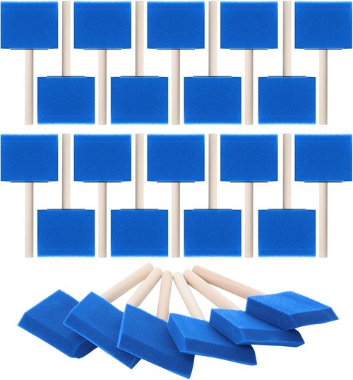 Bates Foam Paint Brushes - 24 Pack of 3" Blue Sponge Brushes for Effortless Painting