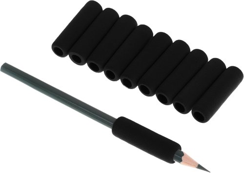 Bluecell Pencil Grips - Soft Foam 1.5-Inch Black Pencil Covers | Pack of 30