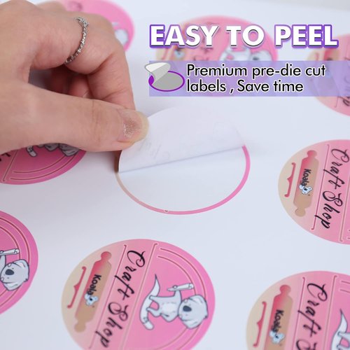 Koala 2-Inch Round Labels - Glossy Waterproof Printable Circle Stickers for Inkjet & Laser Printers | 240 Pack