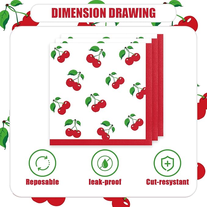 40Pcs Cherry Birthday Decorations Red and White Birthday Plates and Napkins Party Supplies Serve 20 Cherry Themed Party Decorations for Bridal Baby Shower Wedding Decor