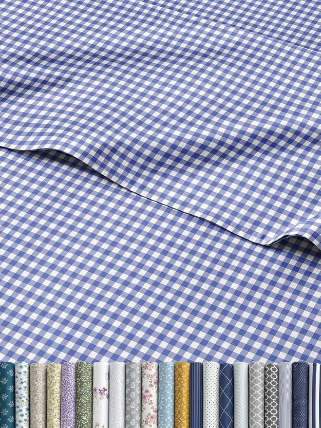 Blue Gingham Sheets - 1 Flat & 1 Fitted Sheet & 1 Pillowcase w/ Deep Pockets - Grid, Plaid, Checkered Pattern Bed Set - Comfy, Wrinkle & Fade Resistant - Ultra-Soft, Breathable & Cooling - Twin Size