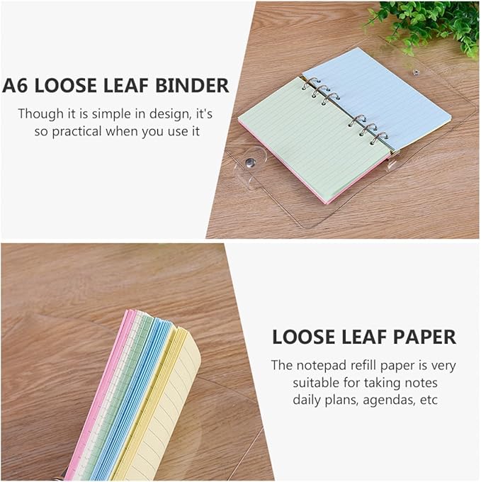 Sosoport 2pcs Loose Leaf Paper Refill Ring Notepad Lined Stationery for Students Smooth Writing Pages for School and Office Use