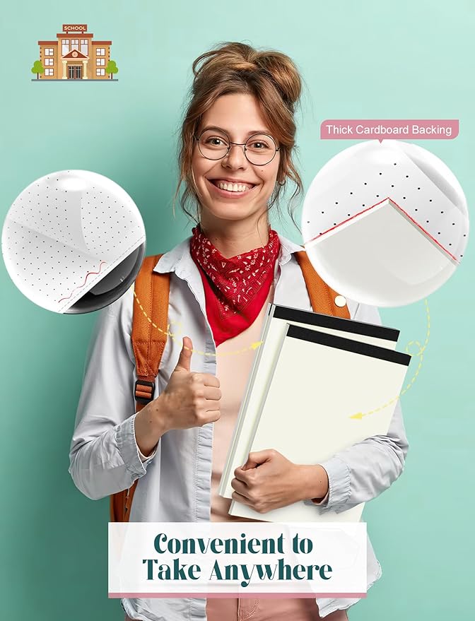 Zaviko Dotted Paper 8.5 x 11, 6 Pack Dot Grid Paper Pad, 30 Sheets Per Pad Dotted Journal Notepad 8.5 x 11, Easy Tear-Off 5x5 Dots Journal Paper Pads for Office, School