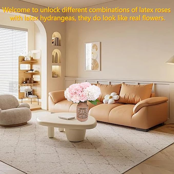 6 Pcs Silk Real Touch Latex Roses, Artificial Single Stem Big Bloom Faux Roses for Home Party Office Wedding Indoor Decor, Floral Arrangements, Table Centerpieces