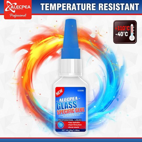 ALECPEA Glass Glue - Crystal Clear Invisible Adhesive for Glass Repair & Jewelry - Waterproof, Heat-Resistant Bond with Quick 15s Set & 3 Precision Tips