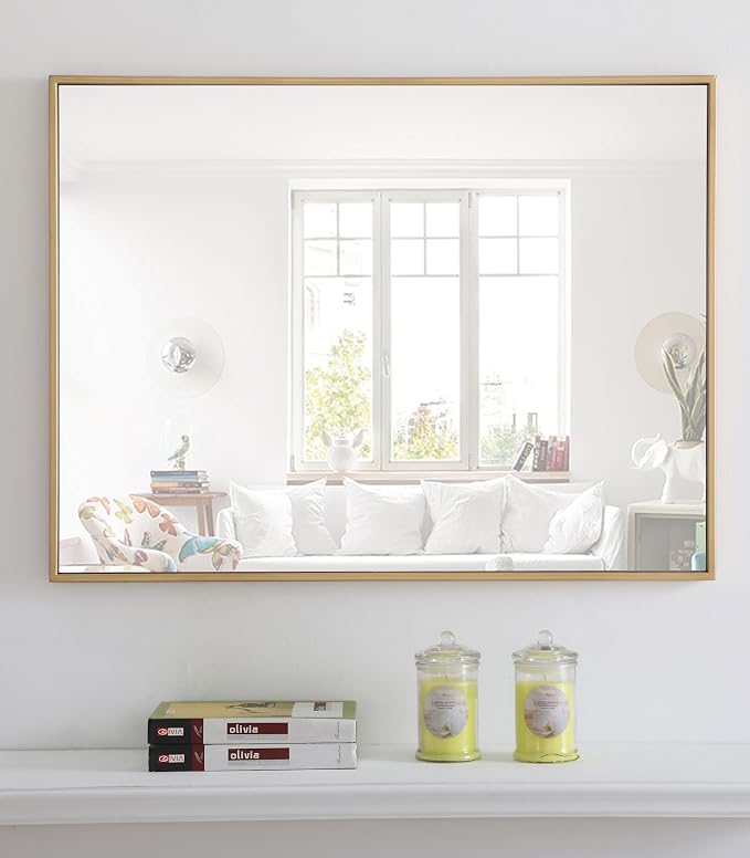 Elegant Decor Monet 32" x 24" Rectangle Metal Frame Mirror in Black