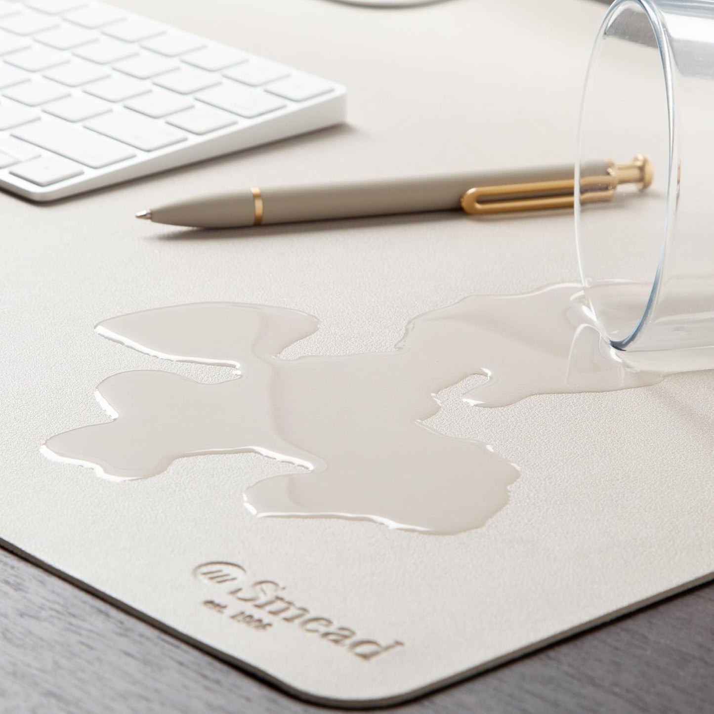 Smead Vegan Leather Desk Pad - Non-Slip Faux Suede Backing | Stylish Office Organizer, 31.5” x 15.7” Sandstone