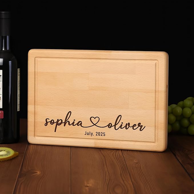 Custom Wedding Gifts for Couples 2025, Personalized Engraved Cutting Board for Couples, Parents, Custom Couple Gift Ideas for Christmas, Wedding, Anniversary, Engagement, Housewarming