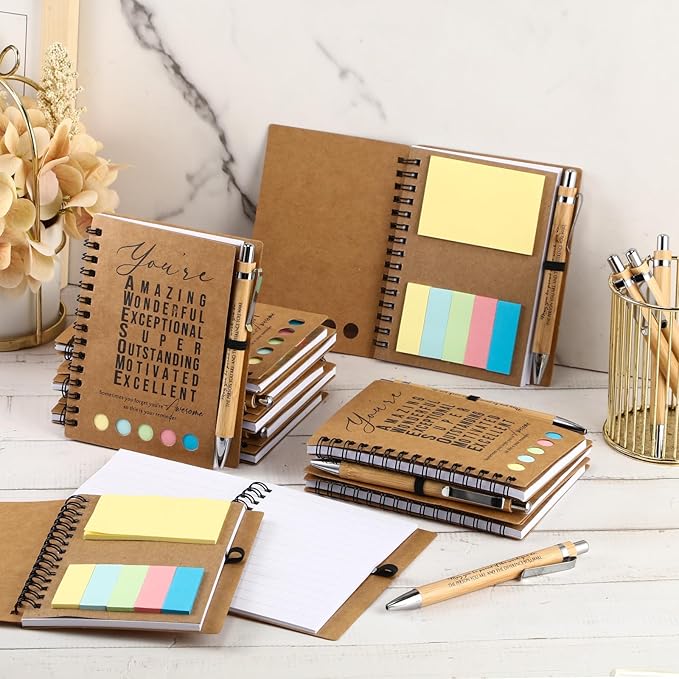 Jetec Inspirational Notebooks Bulk Spiral Notebook with Sticky Notepad Motivational Pens Valentines Day Gifts for for Employee Coworker Nurse Staff Teacher Nurse Volunteer(75 Sets,Amazing)