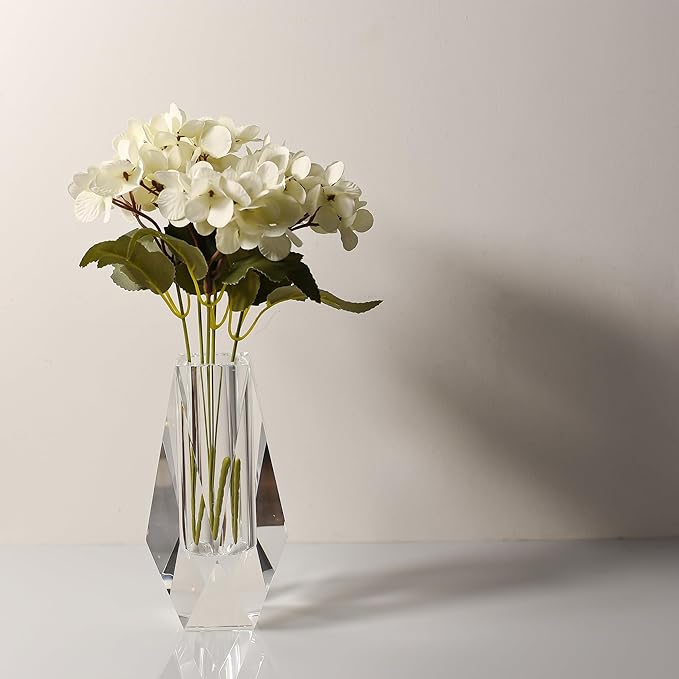 Kitcom Flower/Bud Crystal Vase Decorative Vases for Home, Wedding, Christmas, Outline Dimensions W2.4''xH6.3'', Clear with Gift Box