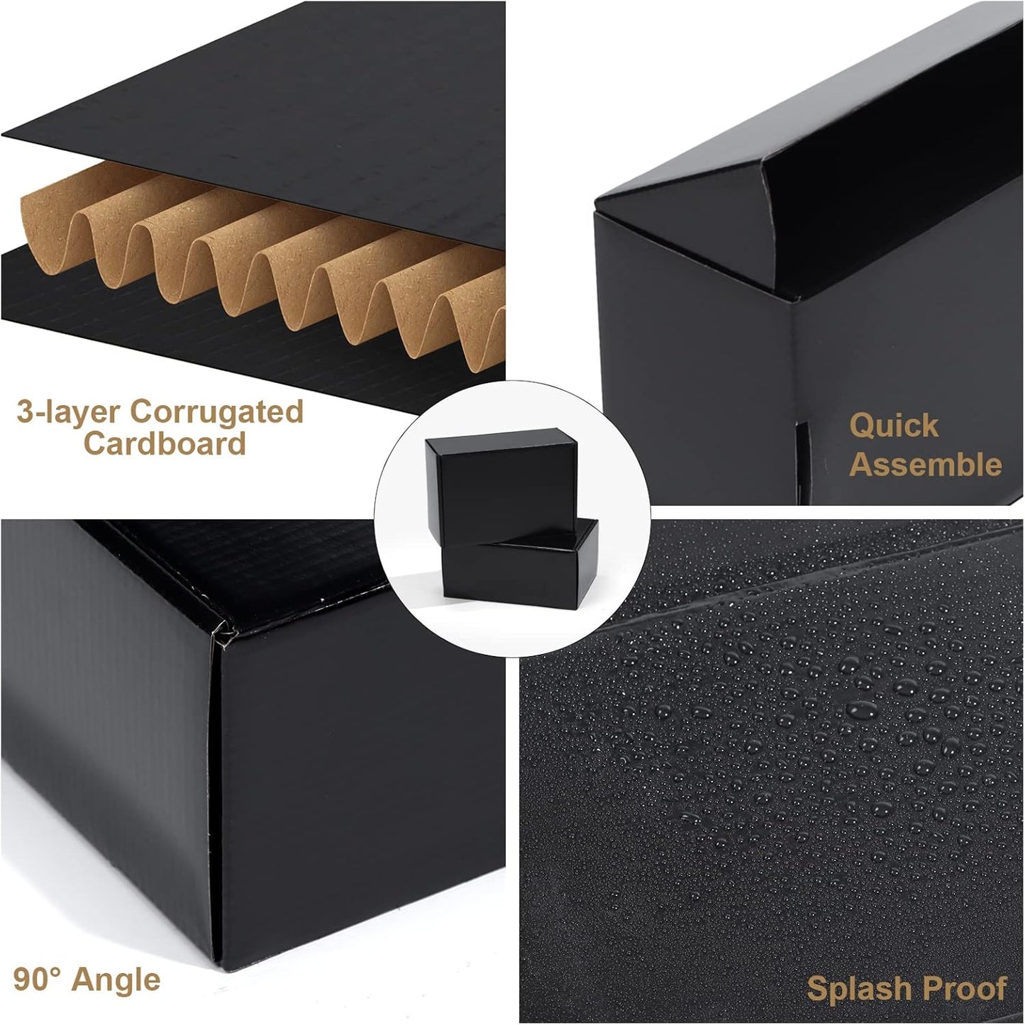 ZBEIVAN Black Small Shipping Boxes - 6x4x3 Corrugated Cardboard Mailer | 20 Pack for Gifts & Packaging