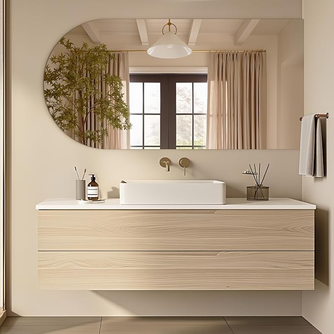 Niccy Arched Mirror, 24"x48" Arch Bathroom Mirror, Decorative Modern Mirrors for Bathroom, Bedroom, Living Room, Entryway, Frameless Vanity Mirror, Unique Wall Mounted