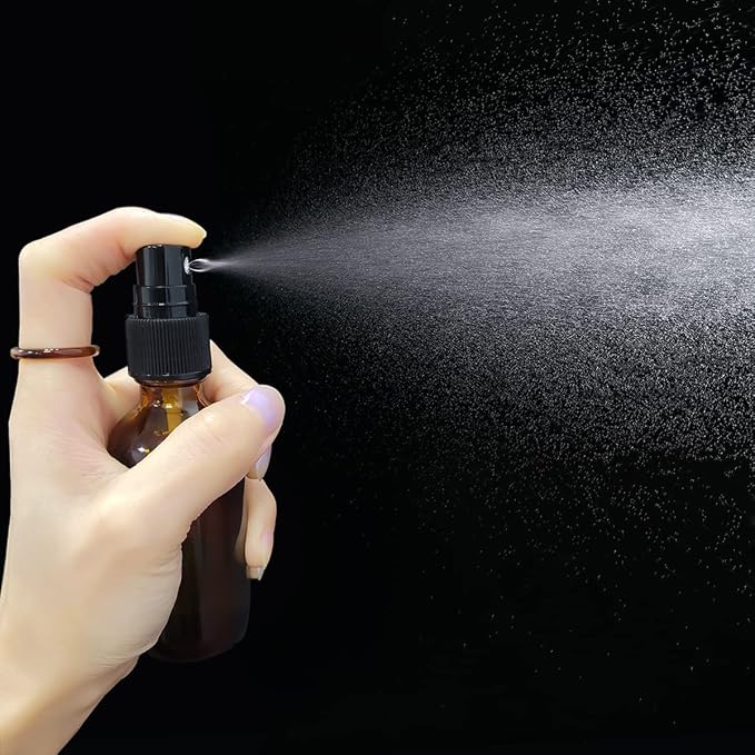 LUFEVRM 2oz Amber Glass Spray Bottles,Empty Small Perfume Travel Refillable Reusable Fine Mister Spray Bottle for Hair,Cleaning Solutions,Aromatherapy and Essential Oil with Extra Nozzle(2 Pack)