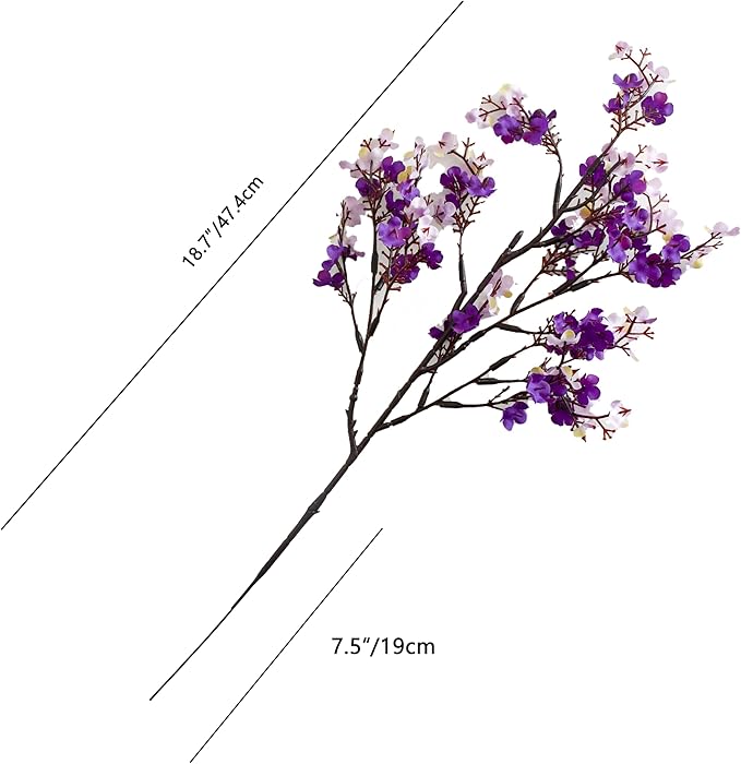 Mandy's Shades of Purple Artificial Baby’s Breath European Flowers 6 Bundles Silk Gypsophila with Bendable Stems for Fall Thanksgiving & Christmas Centerpiece Wedding Decor and Table Arrangements