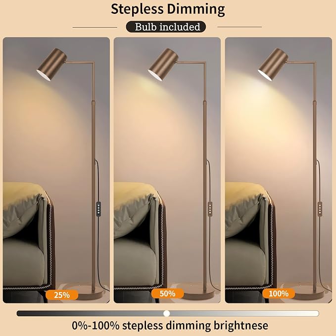 Ldeco Arc Floor Lamp for Living Room with Timer, Stepless Dimmable,Height Adjustable Modern Reading Standing Lamps for Living Room,Reading Room,Office,LED Bulb Included (Brown-DM)