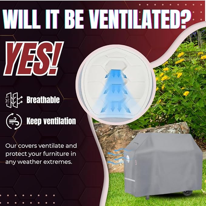 Turtle Life BBQ Grill Cover, 54 Inch Heavy Duty Waterproof 3-4 Burner Barbecue Gas Grill Covers for Weber Spirit Char-Broil Brinkmann, Gray