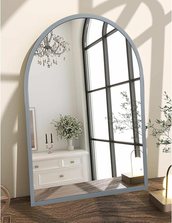 Arched Wall-Mounted Mirror Aluminum Alloy Frame Bathroom Wall Mirror for Vanity Living Room, Bedroom Entryway Room Home Decor 20"x16"
