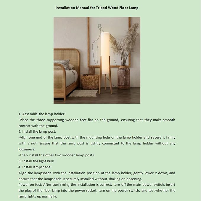 MIXL-Tripod Wooden Tall Floor Lamp,Fabric Drum Shade Corner Standing Lamp,Farmhouse Style Floor Light for Nursery and Study Room