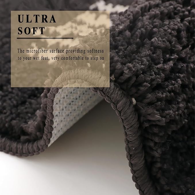 UKELER Cute Bohemian Bathroom Rug Dark Grey Washable Boho Home Decor Floor Mat Non-Slip Fluffy Accent Throw Rugs for Bathroom Sink Bedroom Kitchen, Indoor Doormat 31''×20''