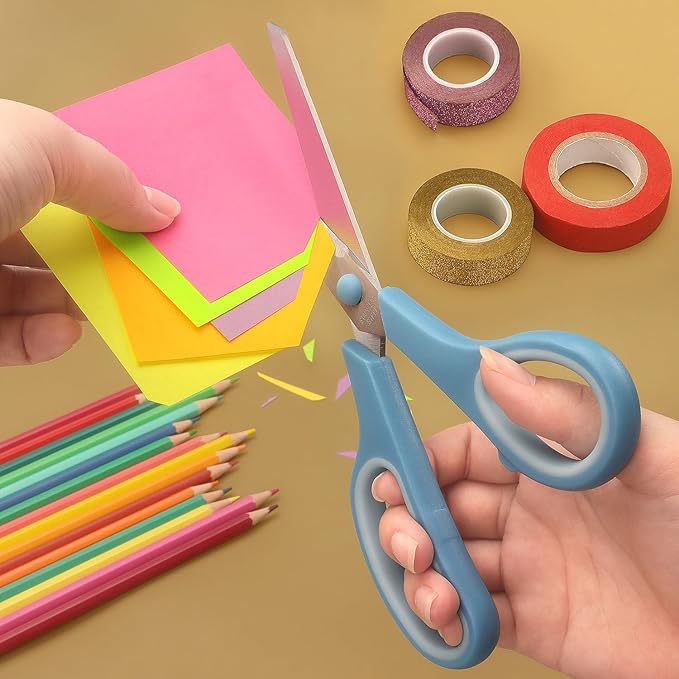 LONGKEY Scissors 8.5 Inch scissors all purpose Bulk Set of 3, Scissors for Office Home School Craft Supplies, Soft Comfort-Grip Right/Left Hand