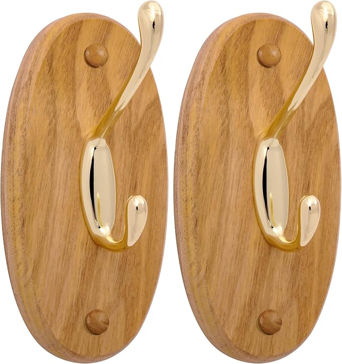 Design House 561217 Dalton Double Robe Hook, Wood Construction, Honey Oak Finish, One Size (Pack of 2)