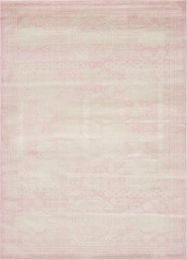 Unique Loom Bromley Collection Area Rug - Wells (9' x 12' 2" Rectangle Pink/Ivory)