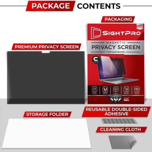 SightPro Magnetic Privacy Screen - Removable Laptop Privacy Filter for MacBook Air 13 & 13.6 Inch (2022-2026)