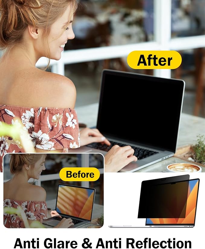 F FORITO 14 Inch 16:10 Laptop Privacy Screen Protector, 360° Anti Peeping and Anti Glare Laptop Privacy Shield Compatible with All 14" Laptops with 16:10 Aspect Ratio