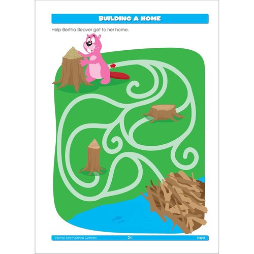School Zone Mazes Workbook - Engaging Maze Puzzles for Preschool to 1st Grade | 64 Pages, Ages 4-6