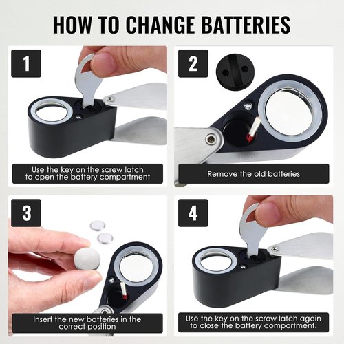 Skiennix 20x Foldable Pocket Magnifier - Illuminated Loupe with UV & LED Light for Jewelry, Coins & Antiques