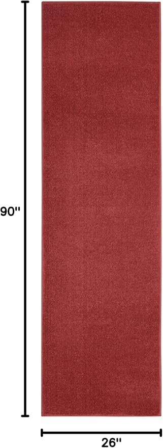 Nourison Home Nourison Essentials Brick Red 2'2" x 7'6" Area Rug - Easy Clean, Non Shedding, Bed Room, Living Room, Dining Room, Kitchen (8' Runner)