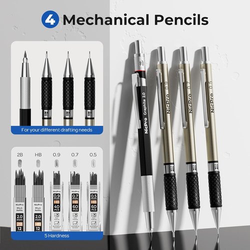 Nicpro 30PCS Professional Drafting Tools Set - Complete Geometry Kit with Case, Protractor, Rulers & Templates