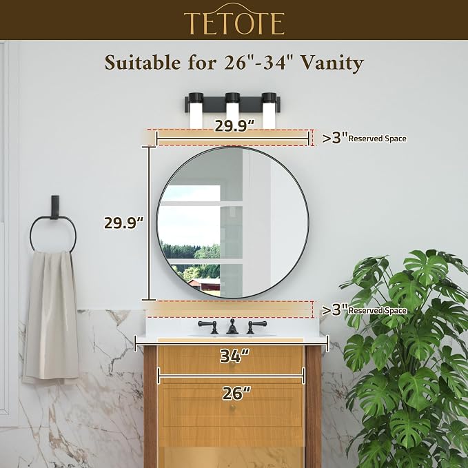 TETOTE Silver Round Mirror for Bathroom, 30 Inch Modern Circle Mirrors, Wall Mounted Brushed Silver Metal Framed Entryway Decorative Farmhouse Vanity Mirror