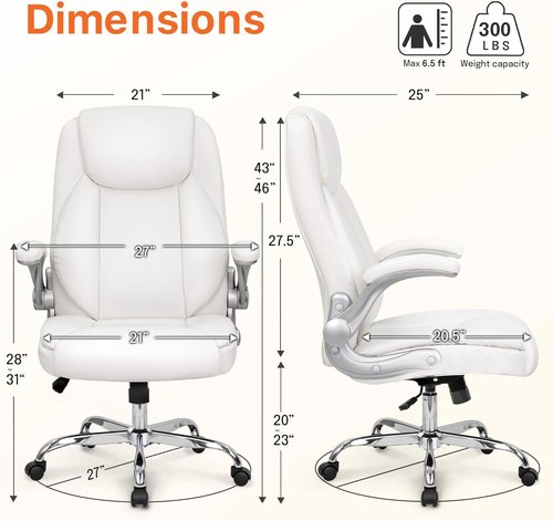 NEO CHAIR Ergonomic Office Gaming Chair - High Back Support, Adjustable Height, White PU Leather