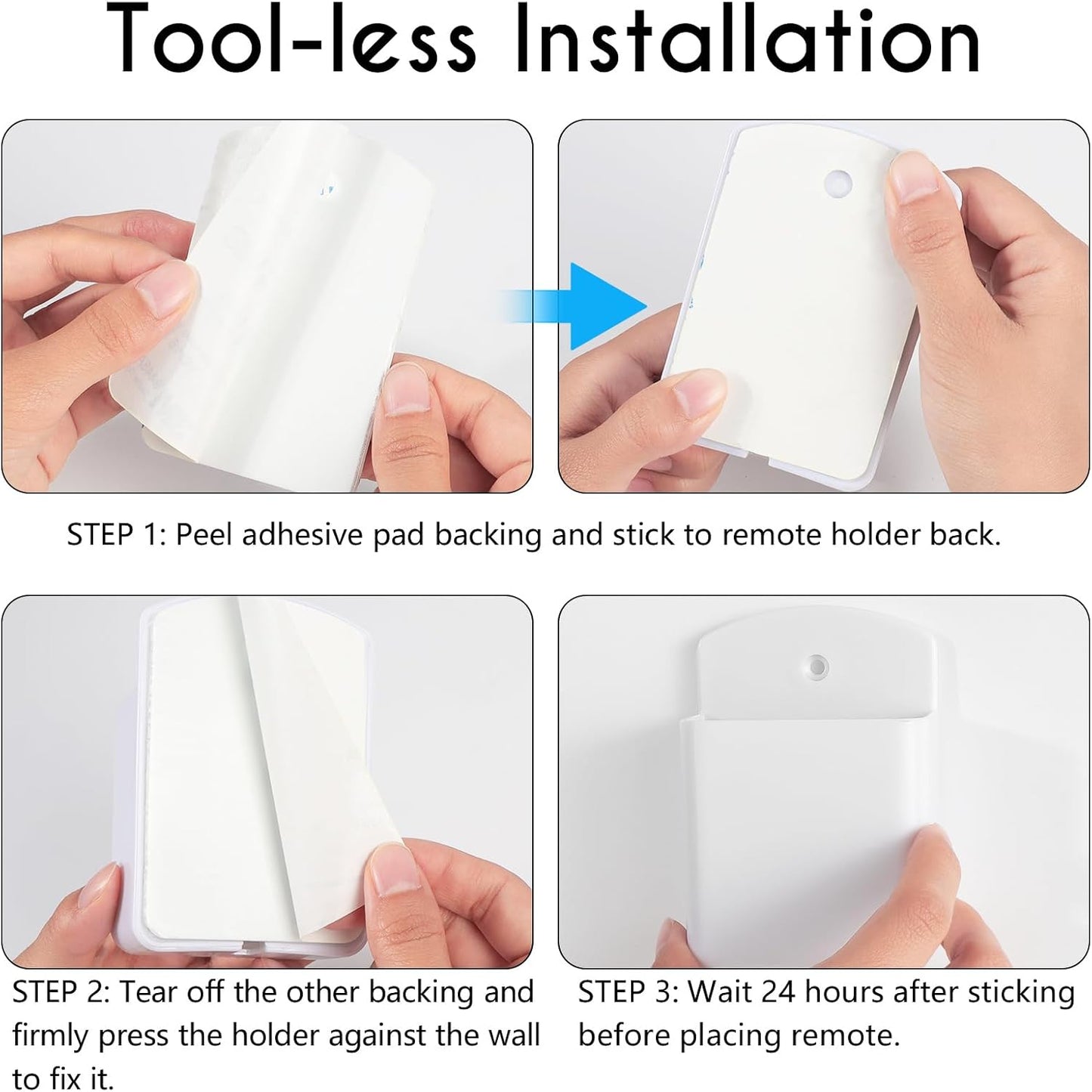 Skiennix Remote Control Holder - 2 Pack Self-Adhesive Wall Mount Storage Box for TV & AC Remotes