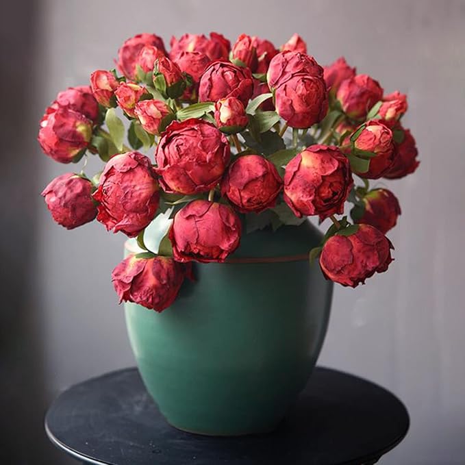 Silk Flower Artificial Peony Flowers Bouquet Centerpieces for Tables Vase Wedding Decorations Flower Arrangement Props Artificial Peony Flowers with Stems